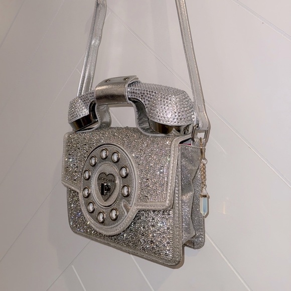 BETSEY Party Line Million Stars Silver Metallic PHONE PURSE Crossbody Bluetooth - Picture 3 of 16